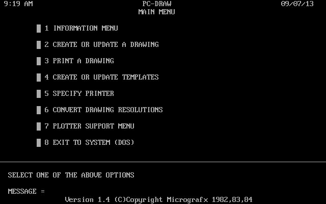 Pc-Draw 1.4 - Menu